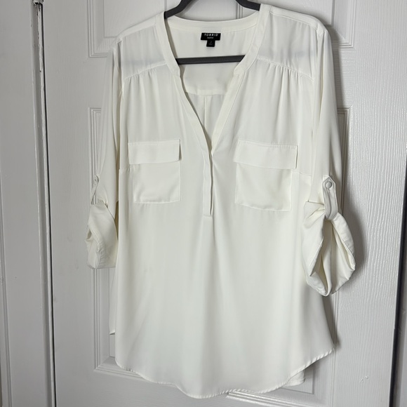 Torrid- HARPER GEORGETTE PULLOVER 3/4 SLEEVE BLOUSE - Picture 2 of 3